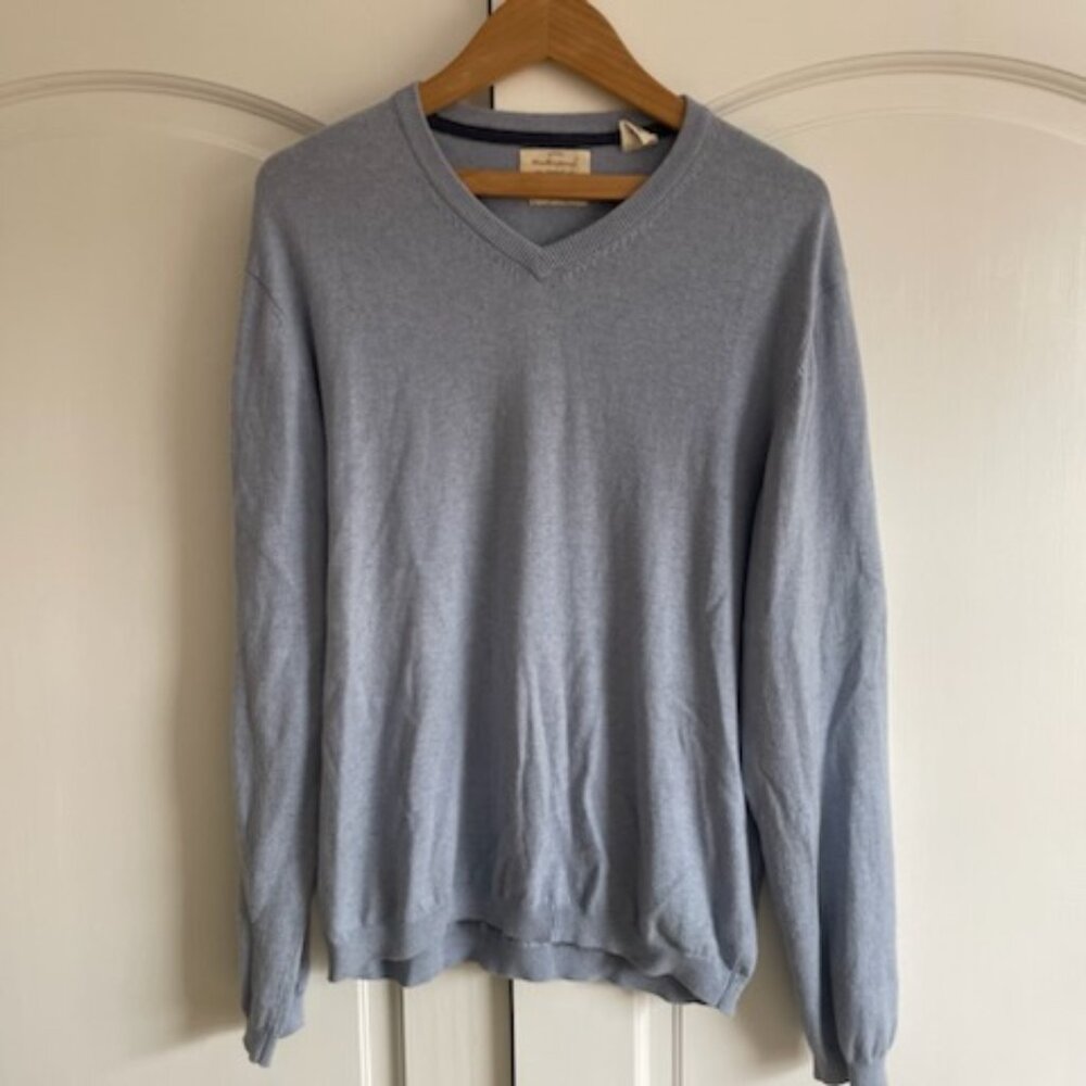 Large Original Weatherproof Vintage V Neck Sweater in Light Blue